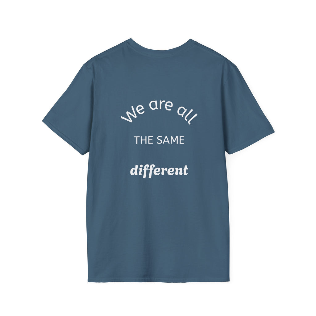 All The Same Different graphic tee in indigo blue