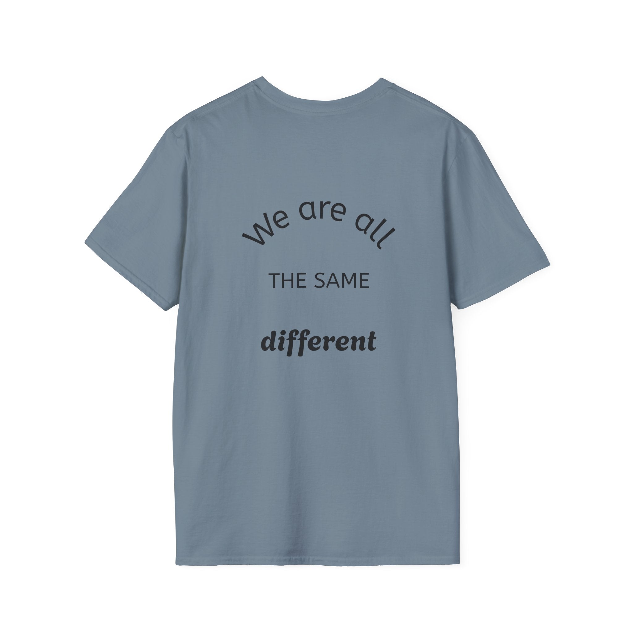 All The Same Different graphic tee in stone blue
