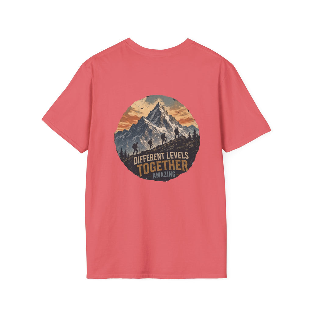 Ascending Mountain graphic tee in coral silk