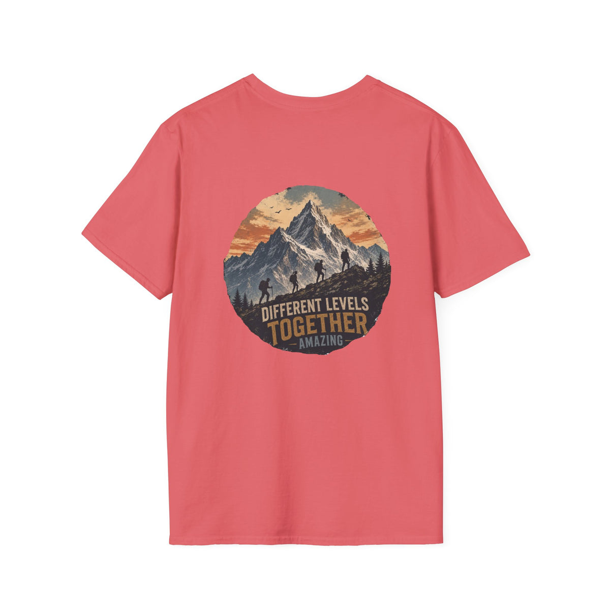 Ascending Mountain graphic tee in coral silk