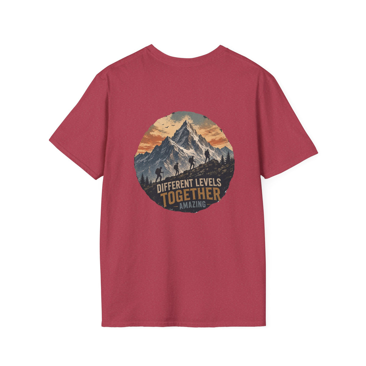 Ascending Mountain graphic tee in heather cardinal