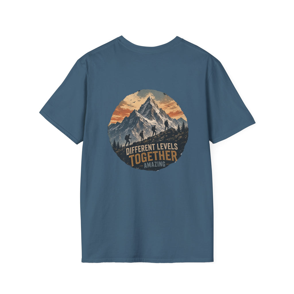 Ascending Mountain graphic tee in indigo blue