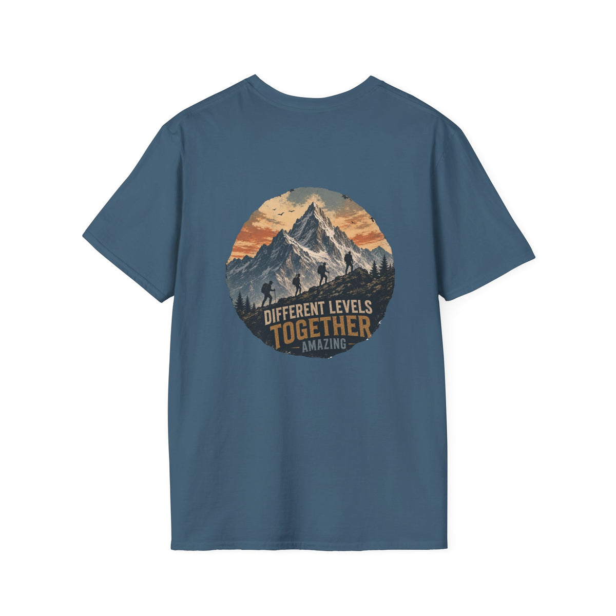 Ascending Mountain graphic tee in indigo blue