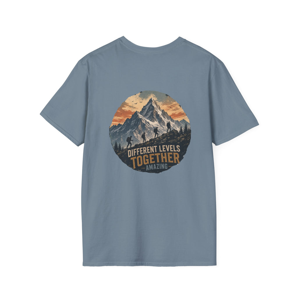 Ascending Mountain graphic tee in stone blue