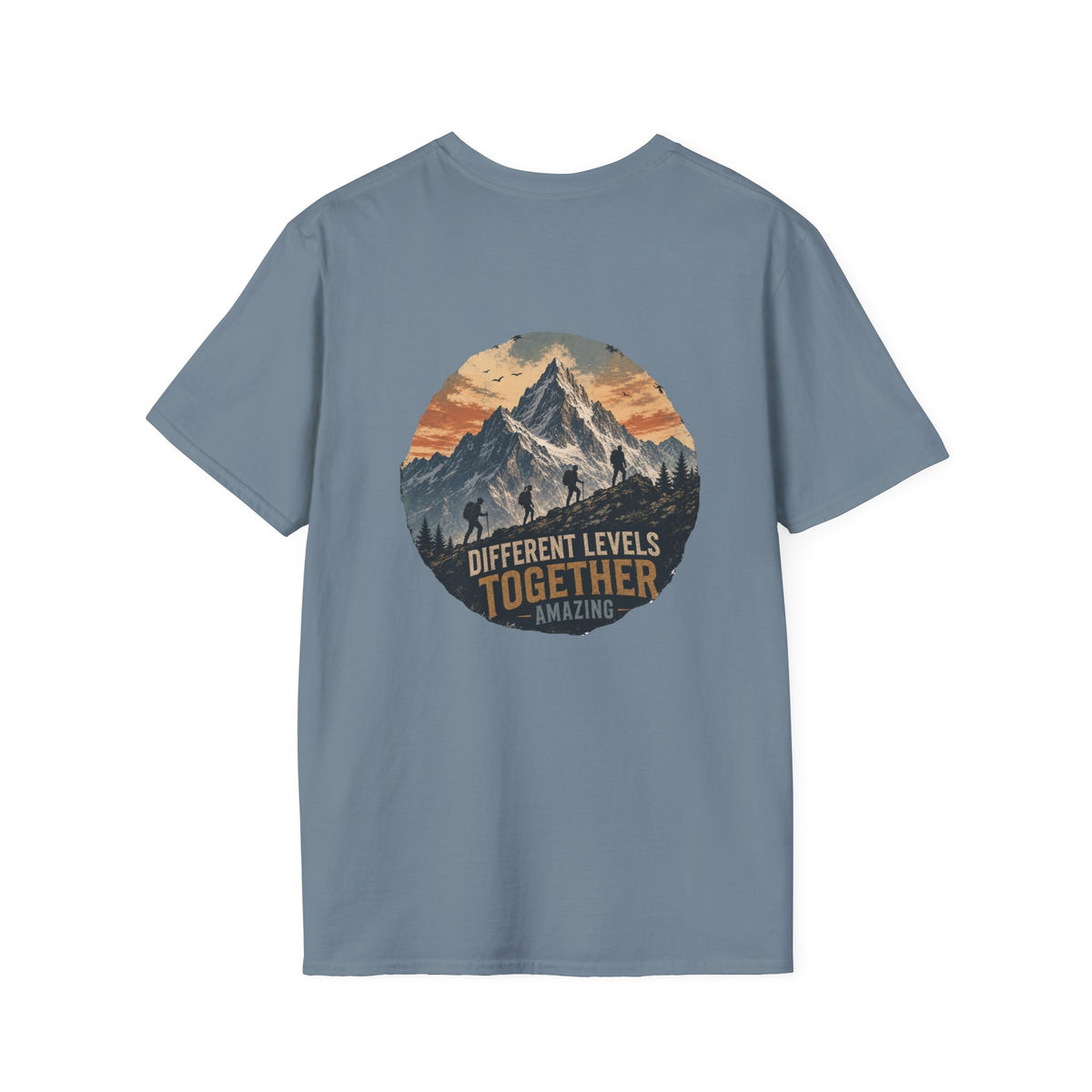 Ascending Mountain graphic tee in stone blue