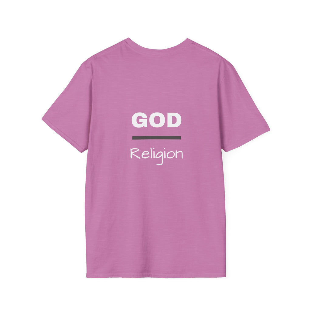 God Over Religion graphic tee in heather radiant orchid