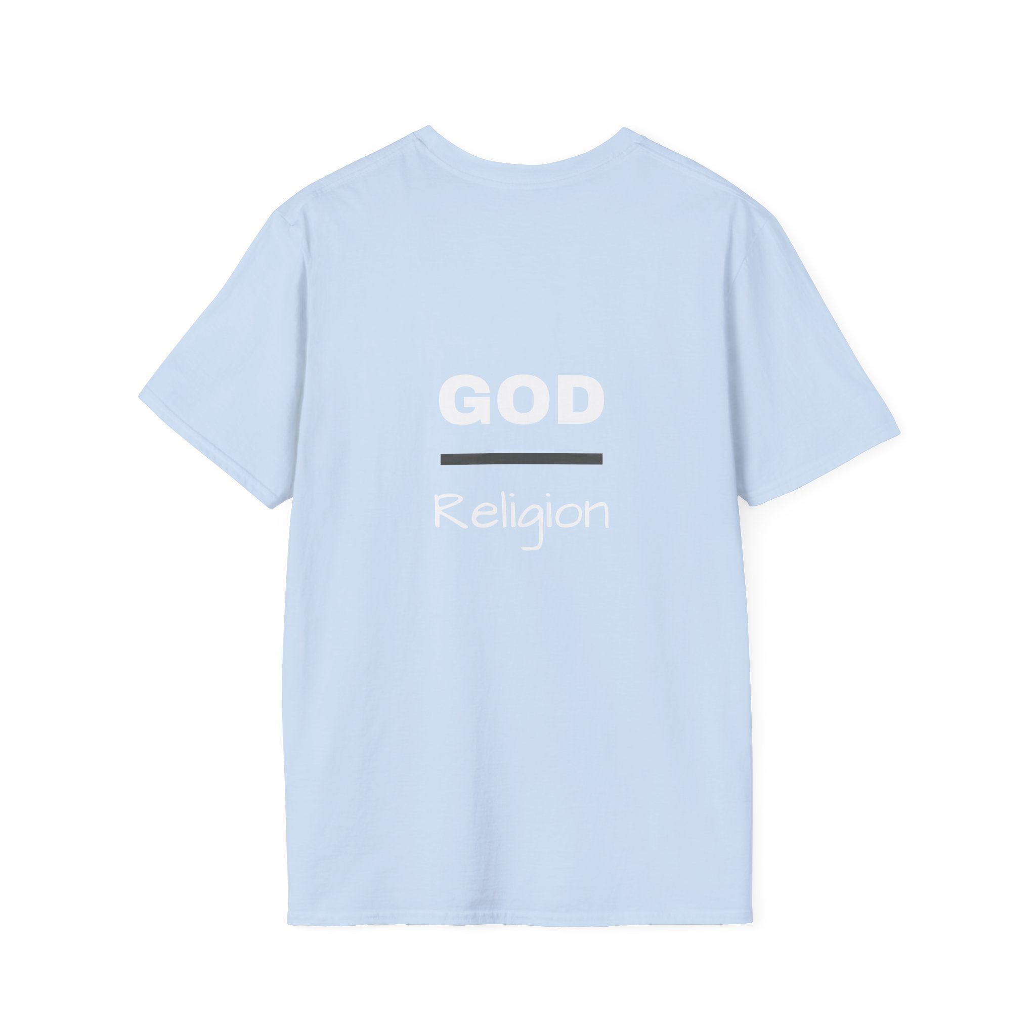 God Over Religion graphic tee in light blue