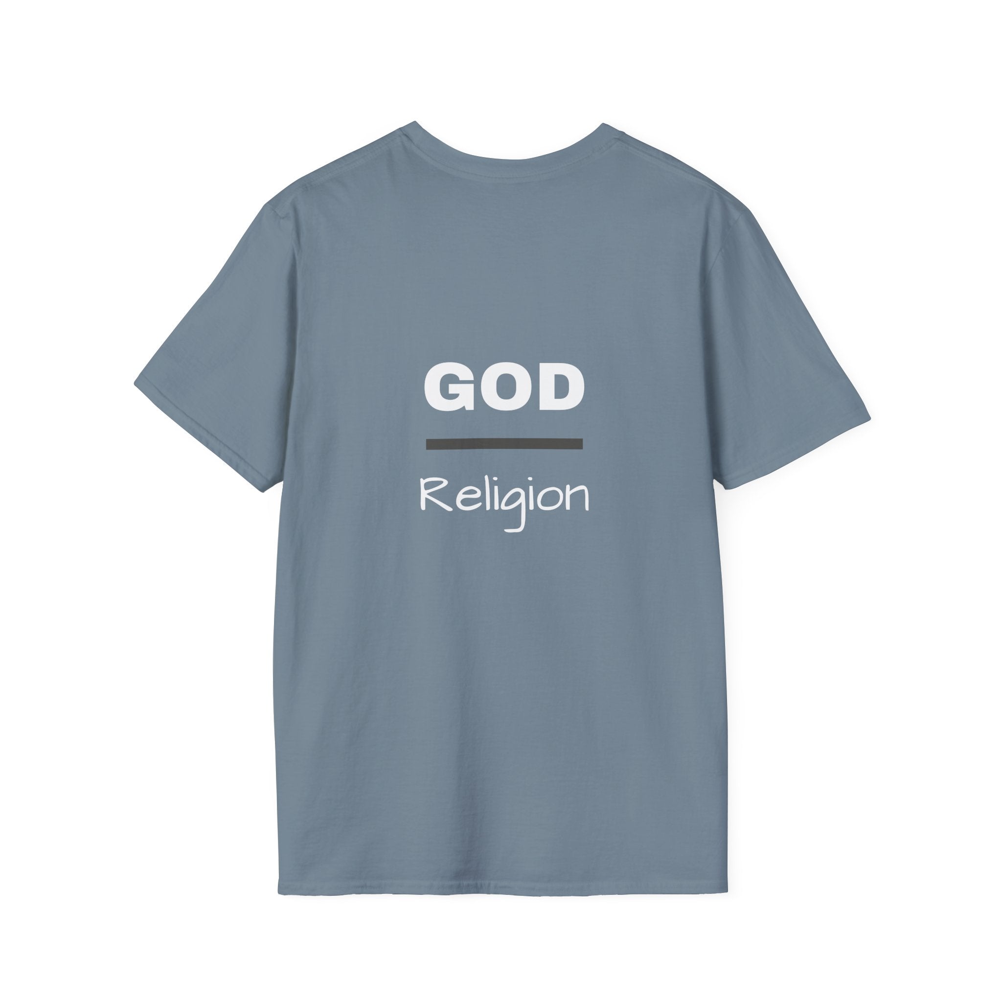 God Over Religion graphic tee in stone blue