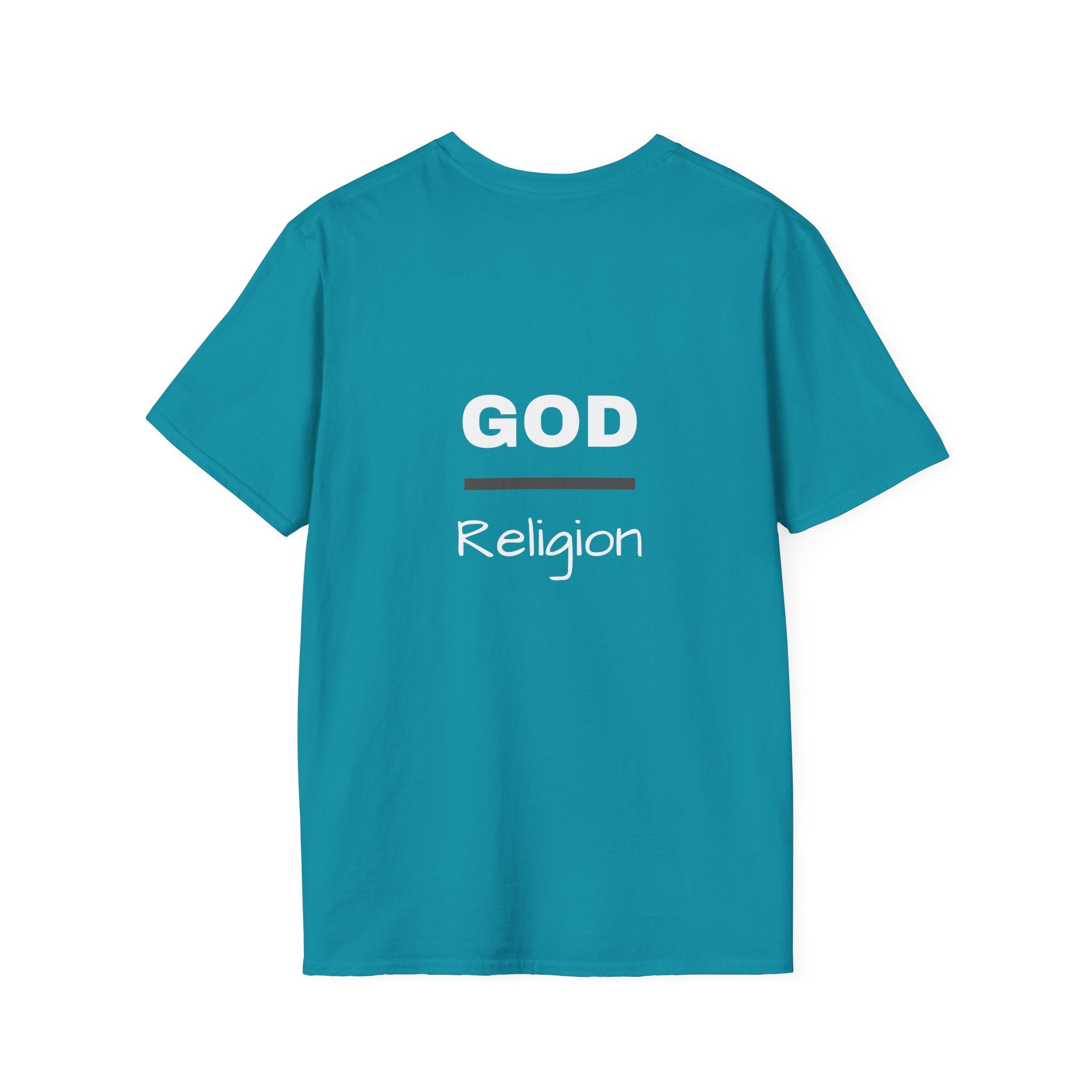 God Over Religion graphic tee in tropical blue