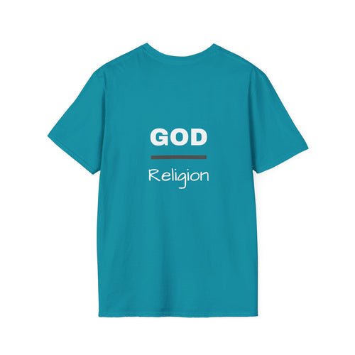 God Over Religion graphic tee in tropical blue