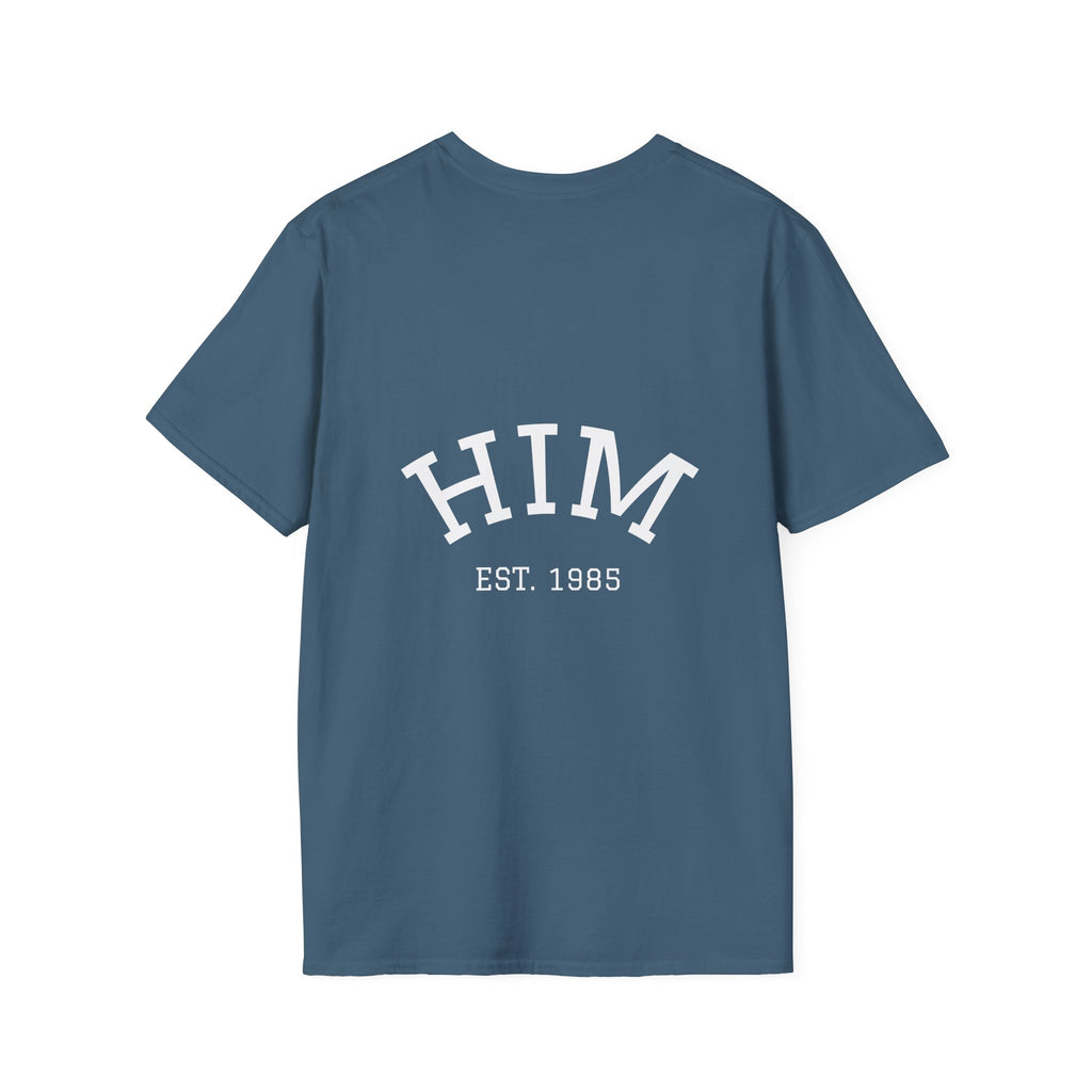 Him graphic tee in indigo blue