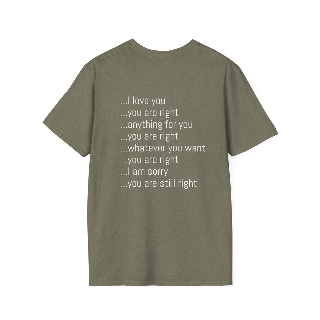 Husband Wisdom graphic tee in heather military green