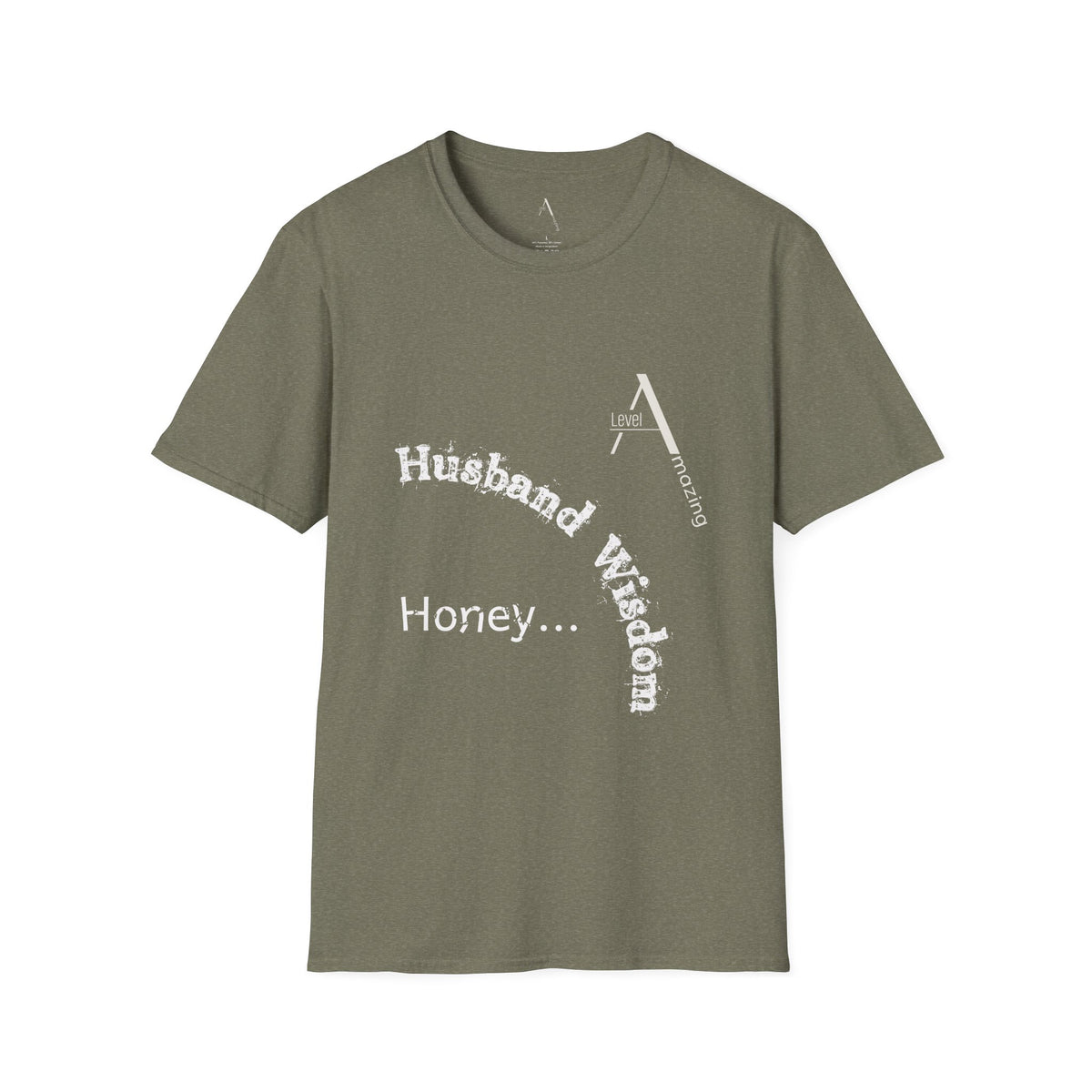 Husband Wisdom graphic tee in heather military green