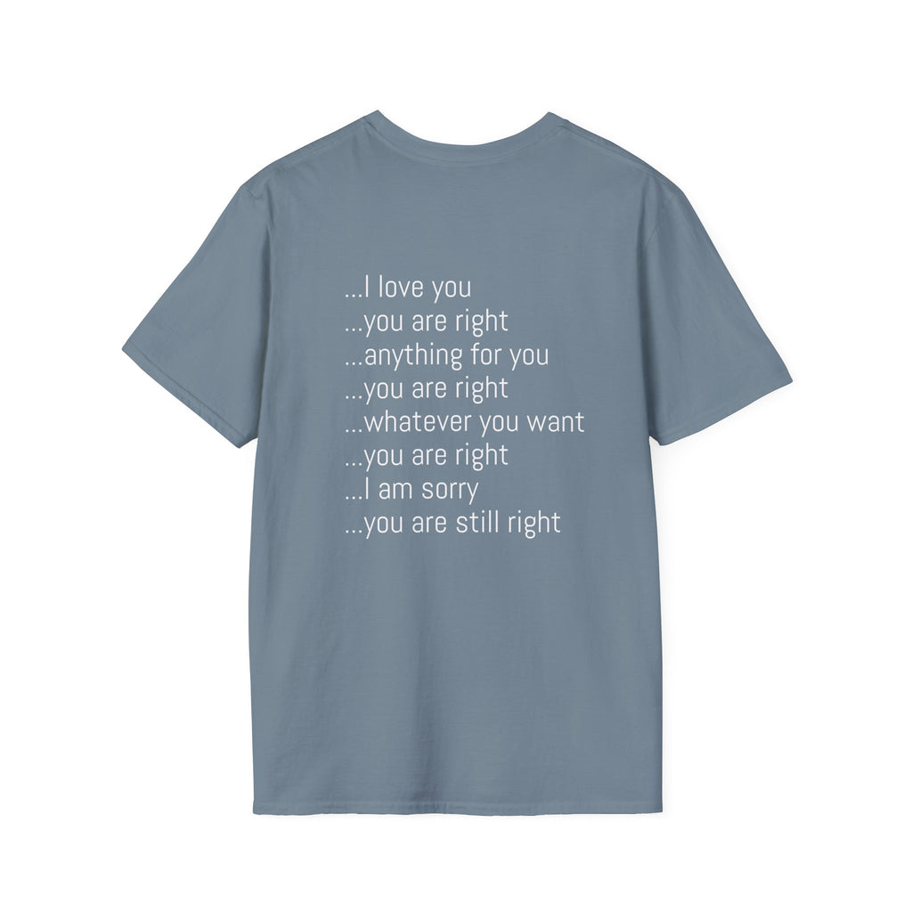Husband Wisdom graphic tee in stone blue