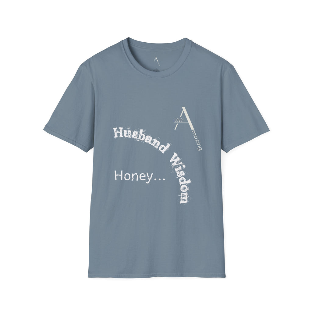 Husband Wisdom graphic tee in stone blue