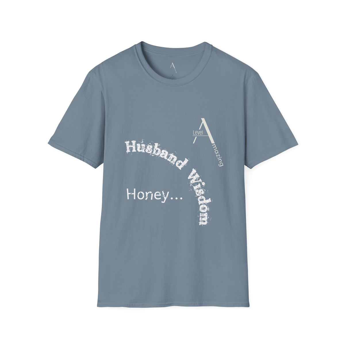 Husband Wisdom graphic tee in stone blue