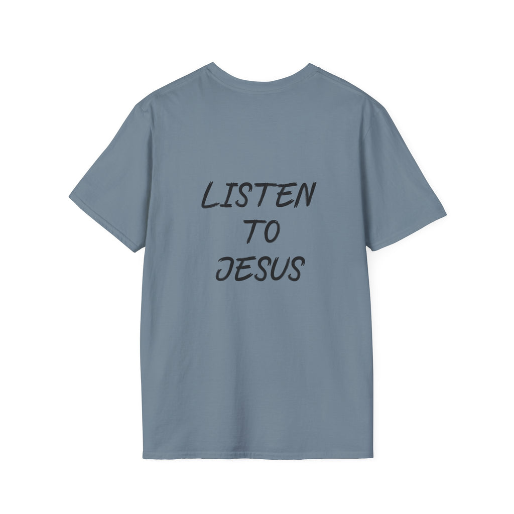 Listen graphic tee in stone blue