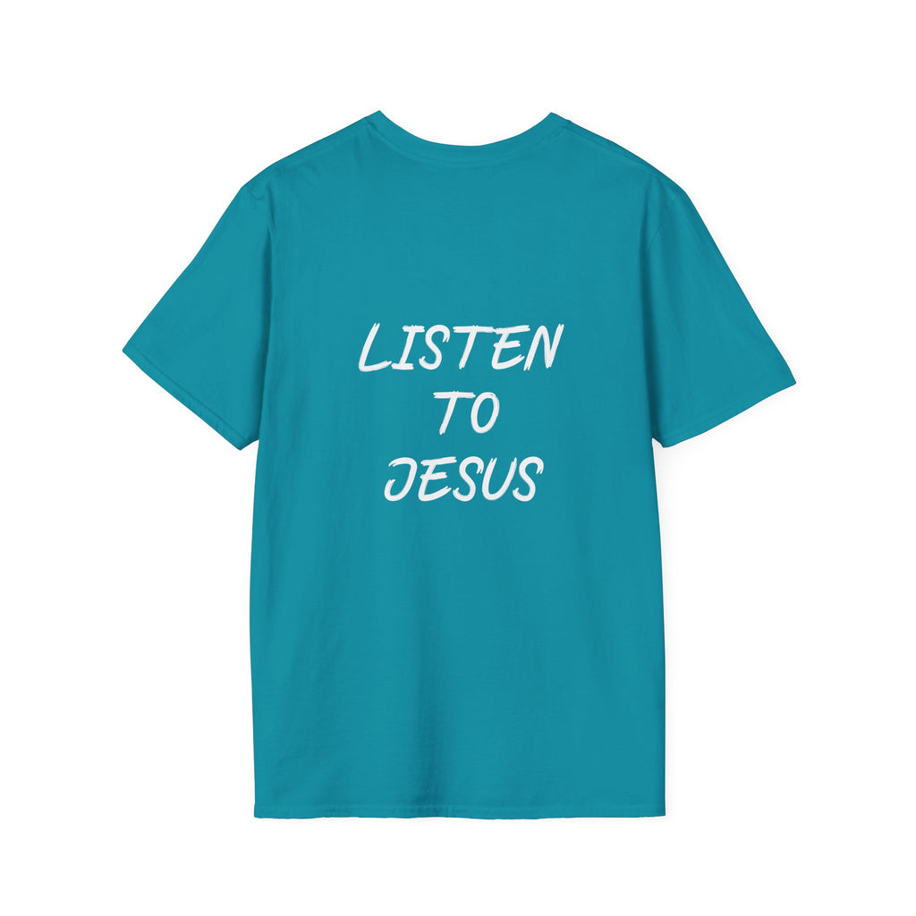 Listen graphic tee in tropical blue