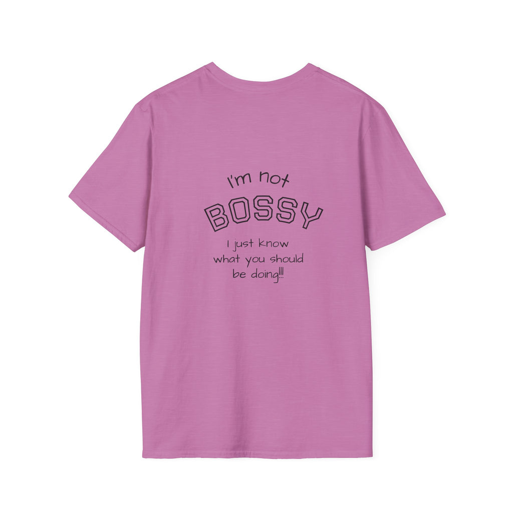 Not Bossy graphic tee in heather radiant orchid
