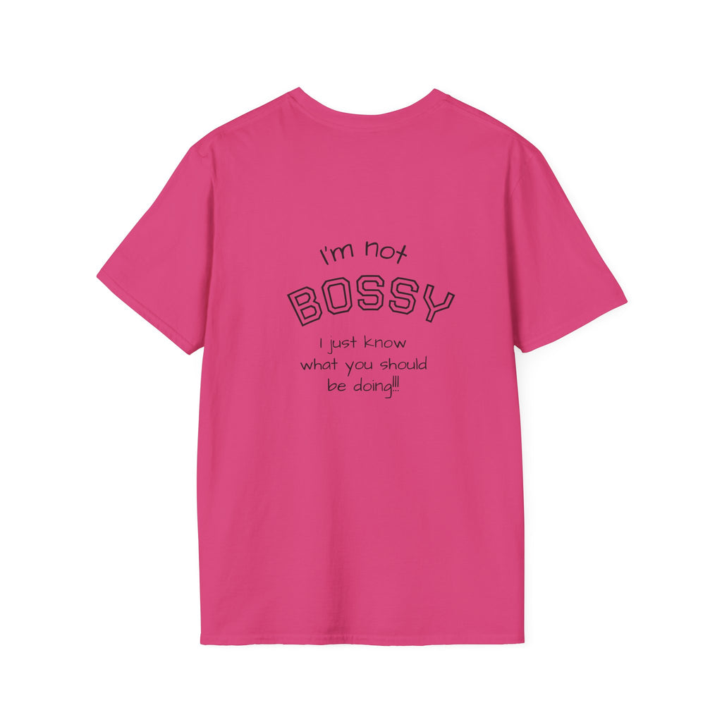 Not Bossy graphic tee in heliconia