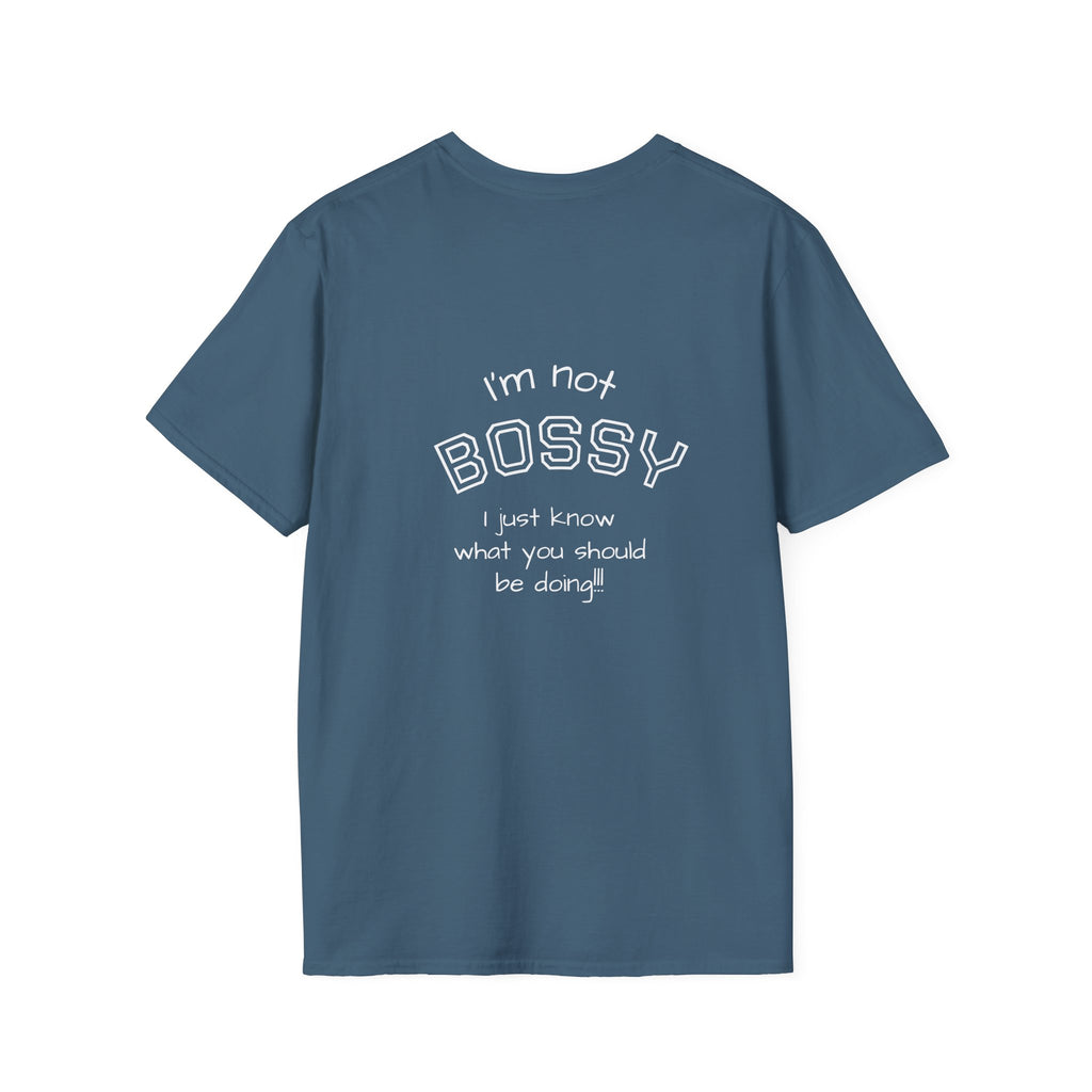 Not Bossy graphic tee in indigo blue