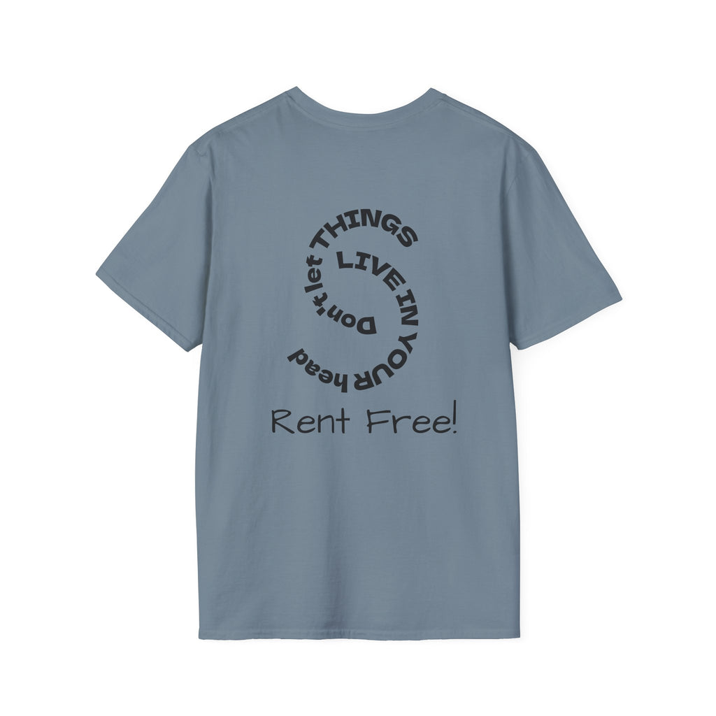 Rent Free graphic tee in stone blue