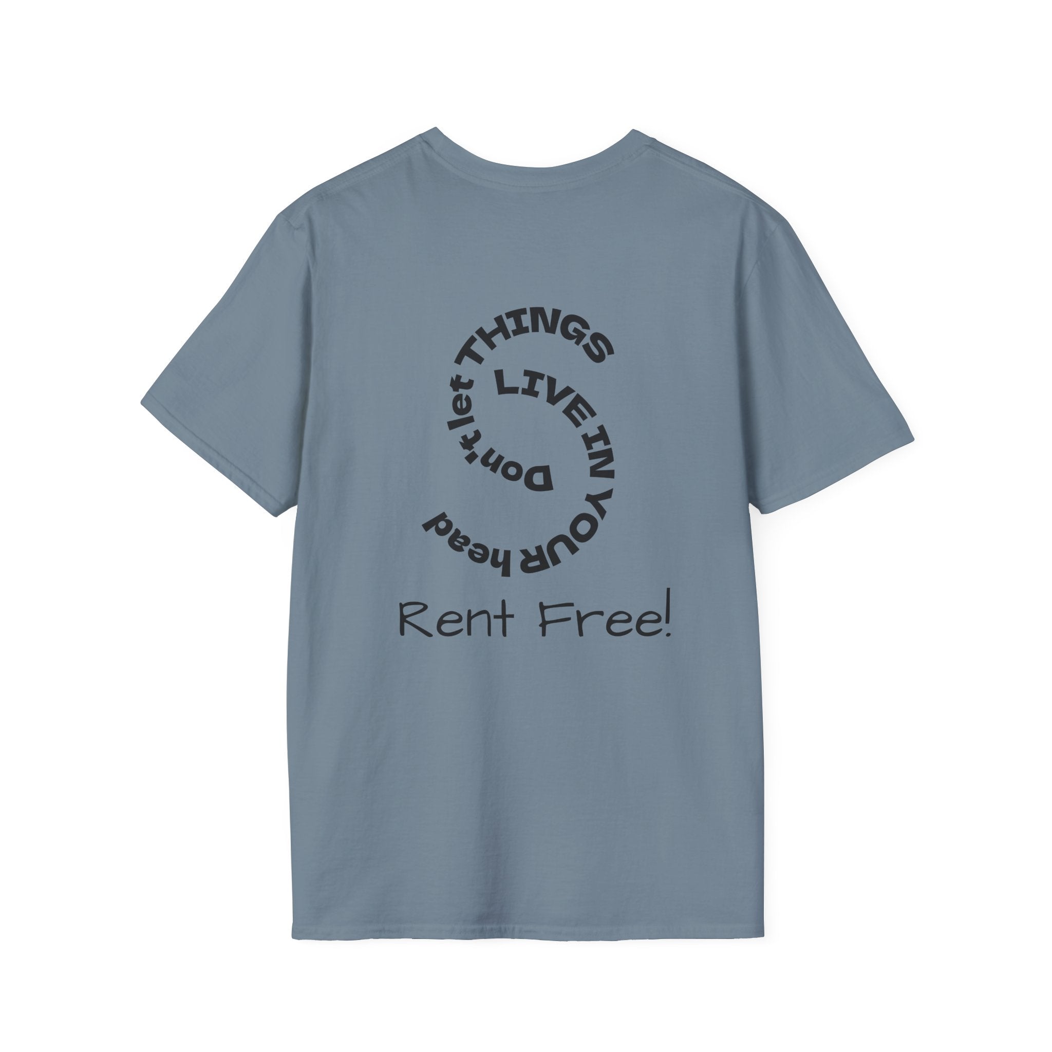 Rent Free graphic tee in stone blue