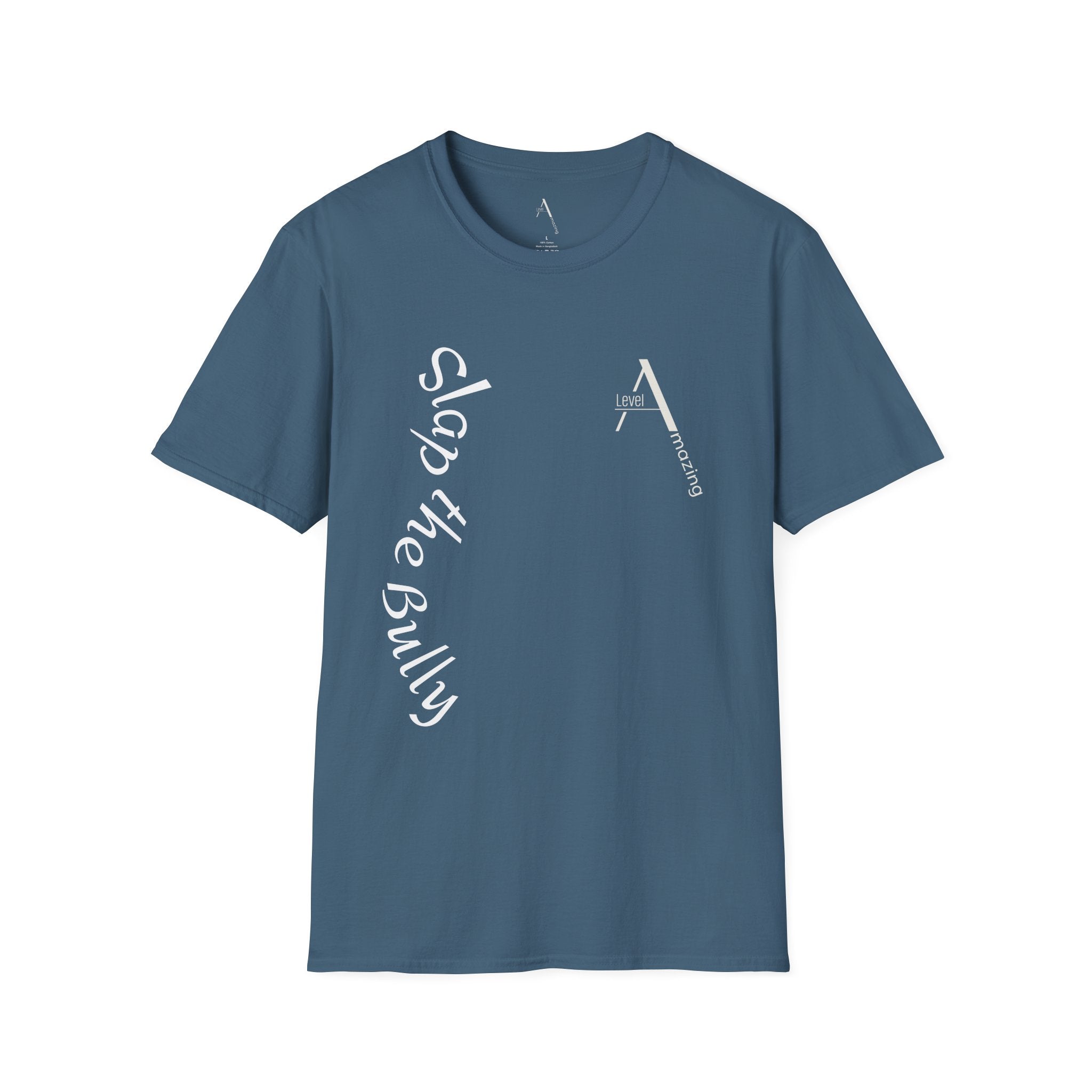 Slap The Bully graphic tee in indigo blue