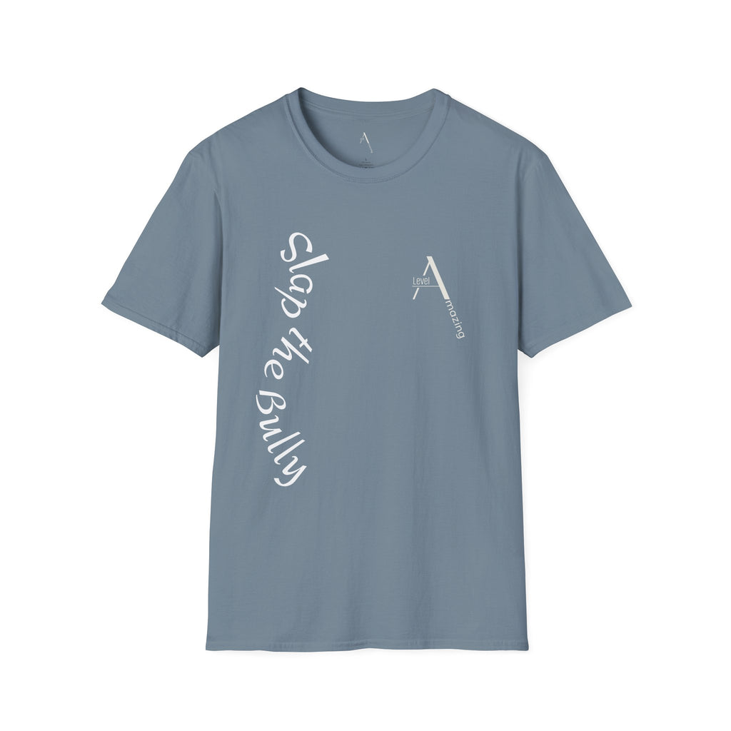 Slap The Bully graphic tee in stone blue