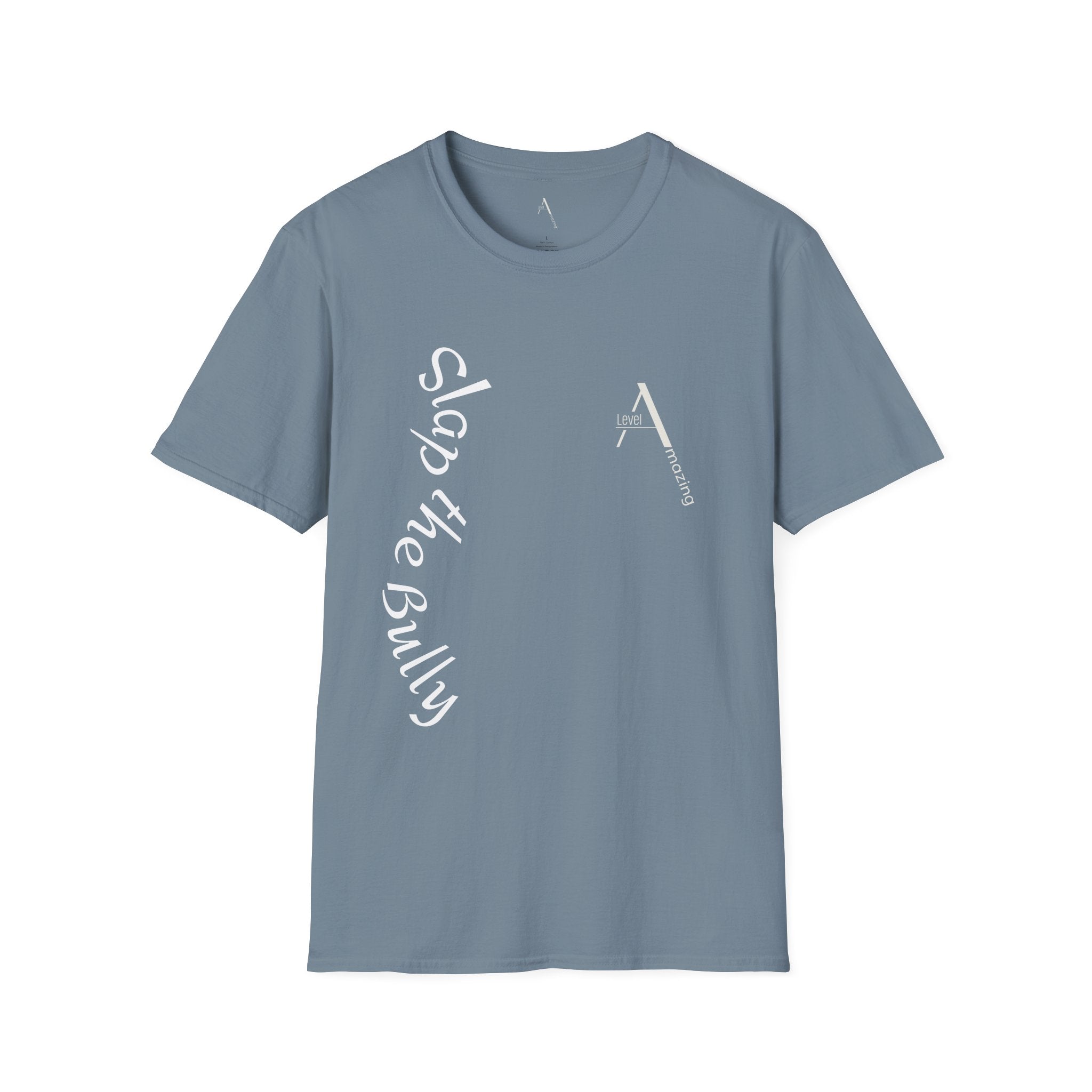 Slap The Bully graphic tee in stone blue