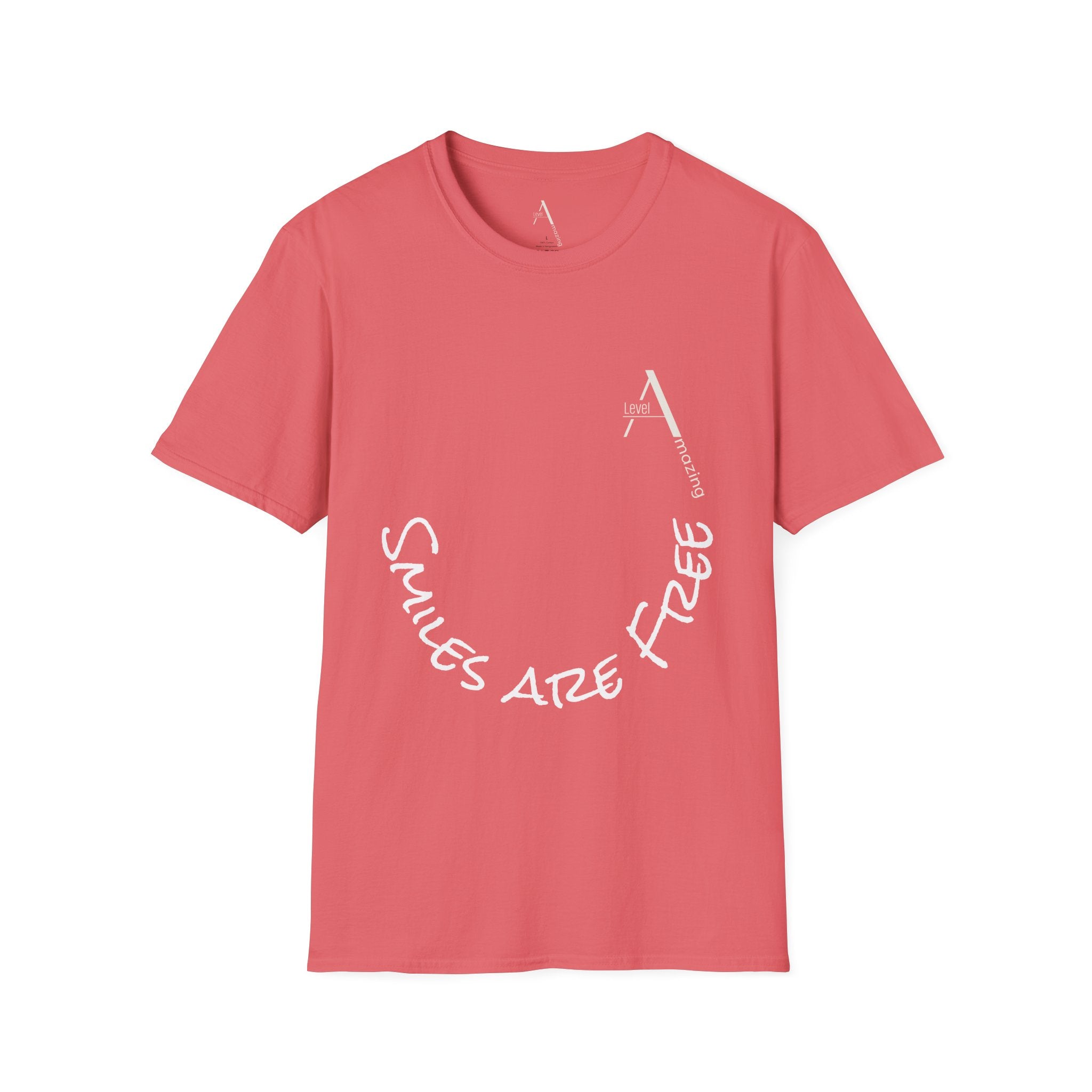 Smiles Are Free graphic tee in coral silk