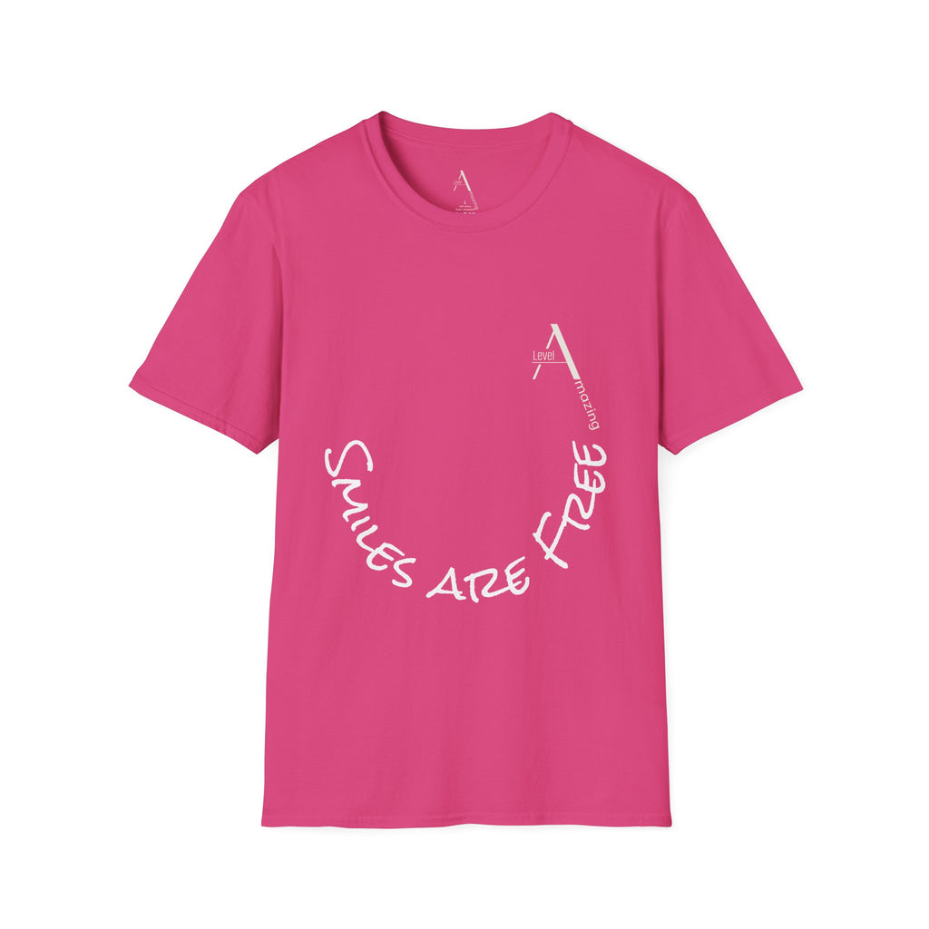 Smiles Are Free graphic tee in heliconia