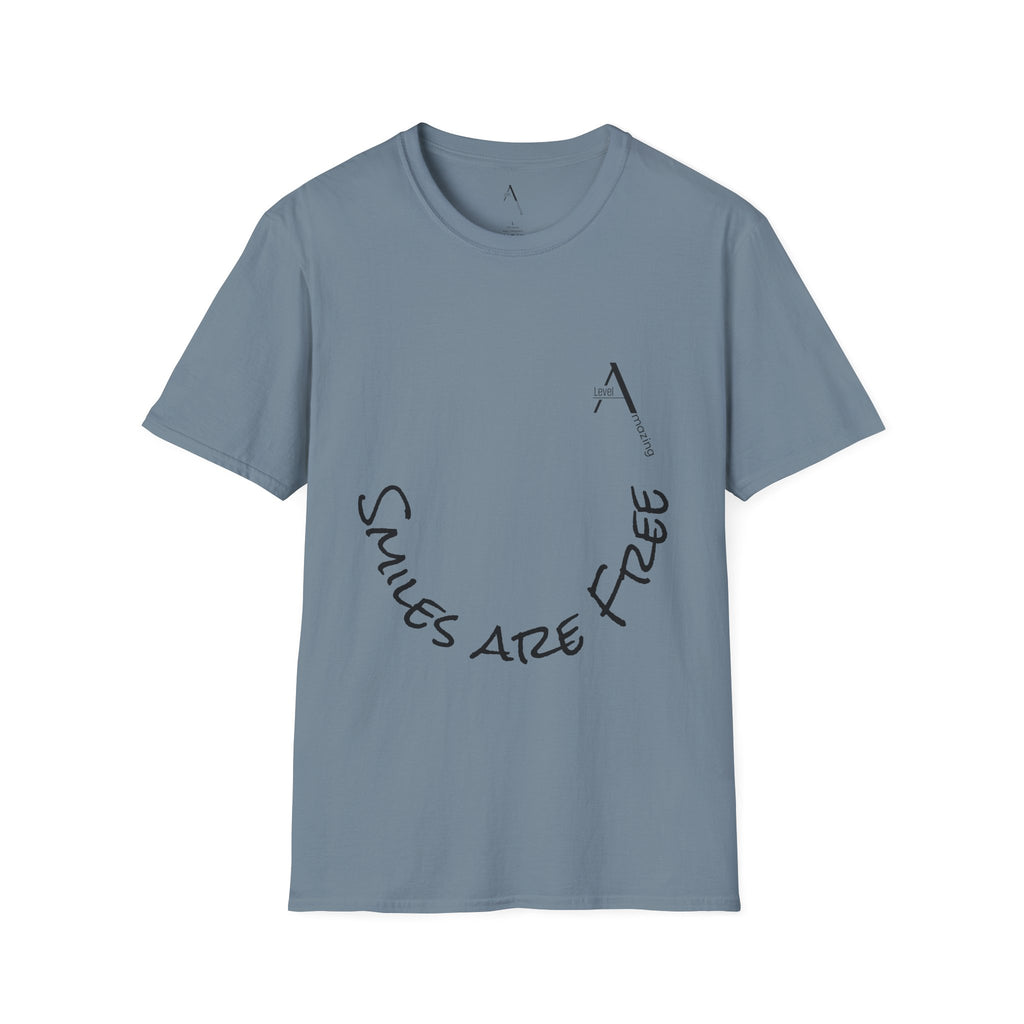 Smiles Are Free graphic tee in stone blue