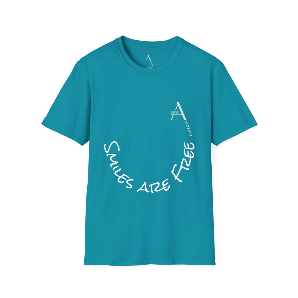 Smiles Are Free graphic tee in tropical blue