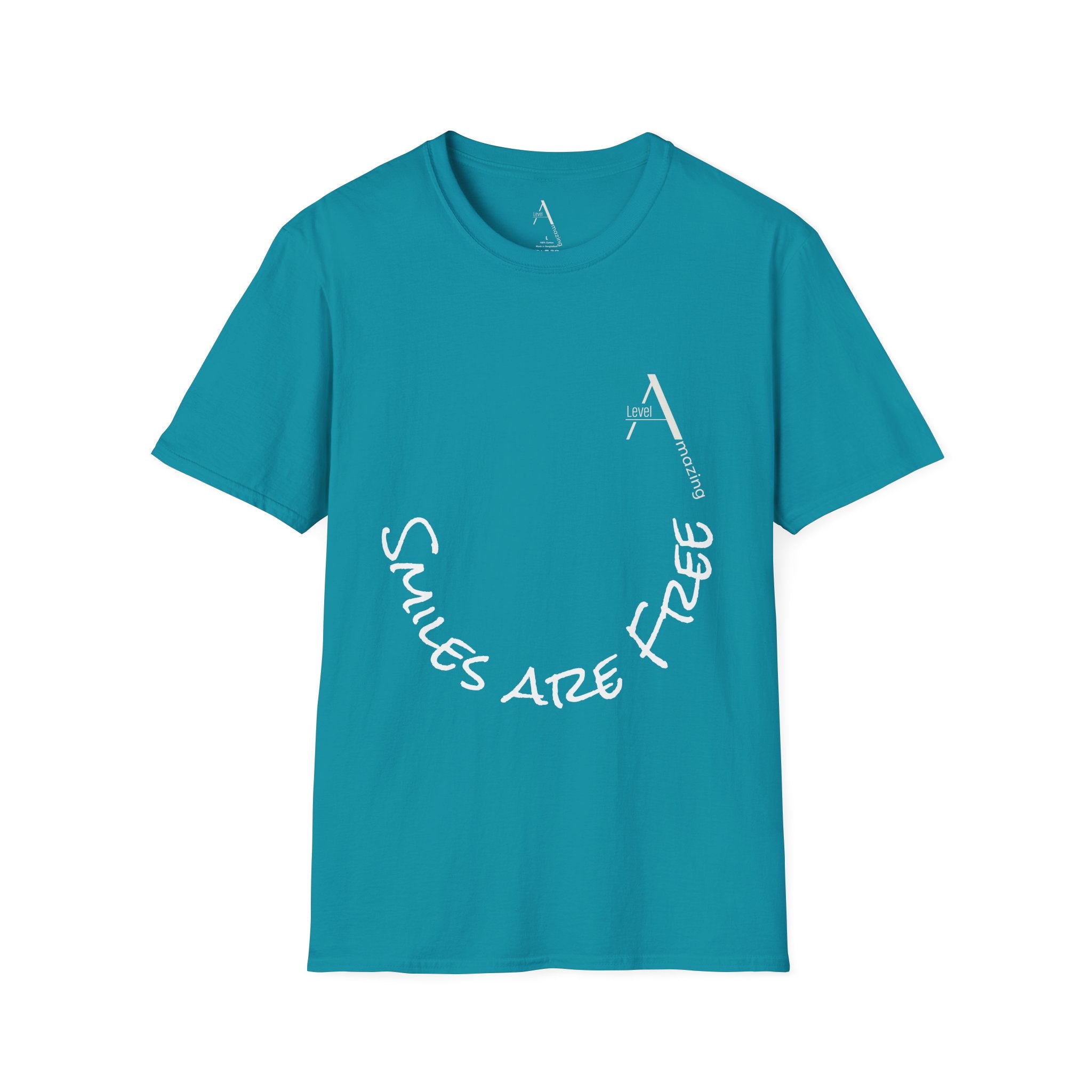 Smiles Are Free graphic tee in tropical blue