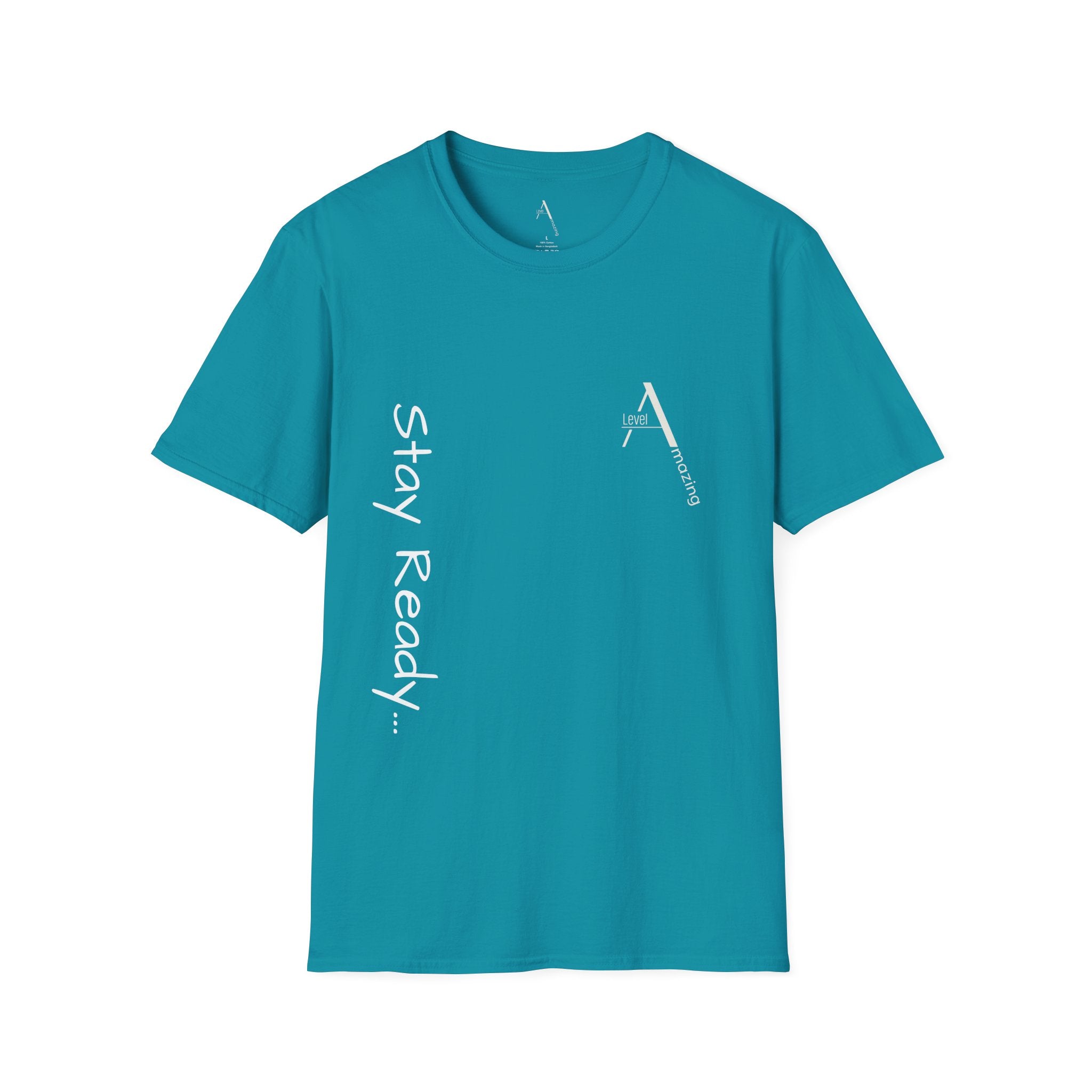 Stay Ready graphic tee in tropical blue